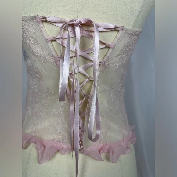 NWT Vintage Janet Reger Pink Lace Basque Sz  34 - Picture 5 of 6